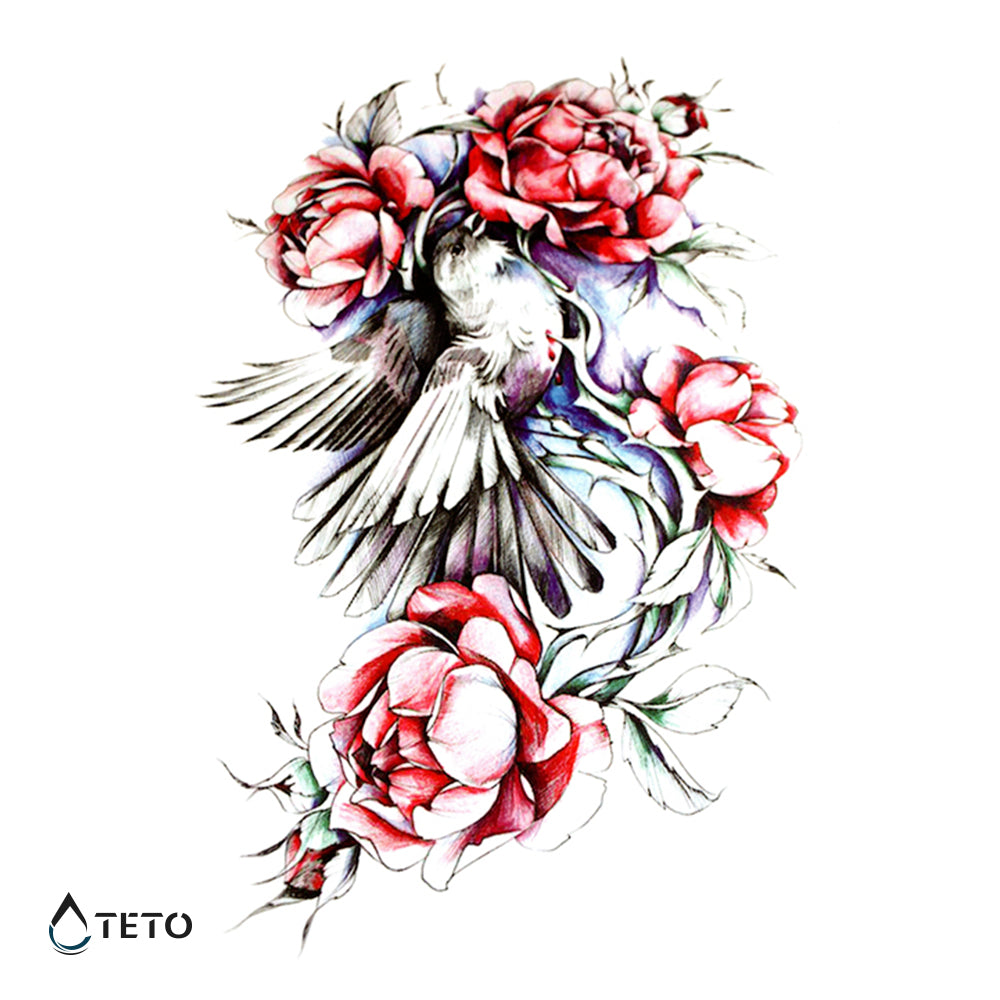 Pájaro con flores