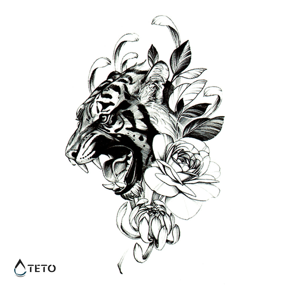 Tigre rabioso con flores