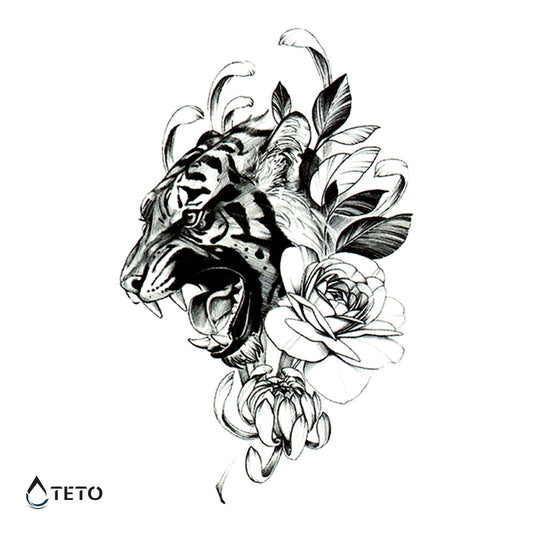 Tigre rabioso con flores