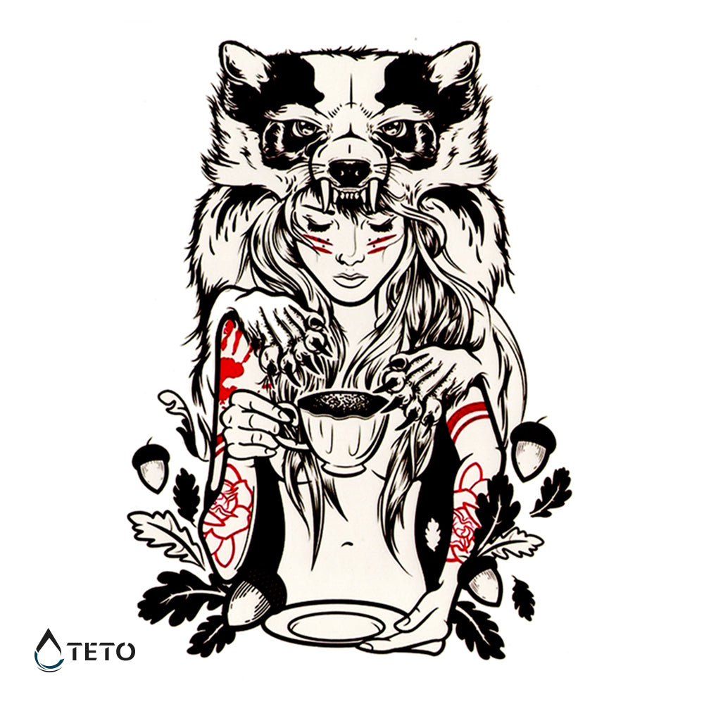 Retrato de una mujer con lobo