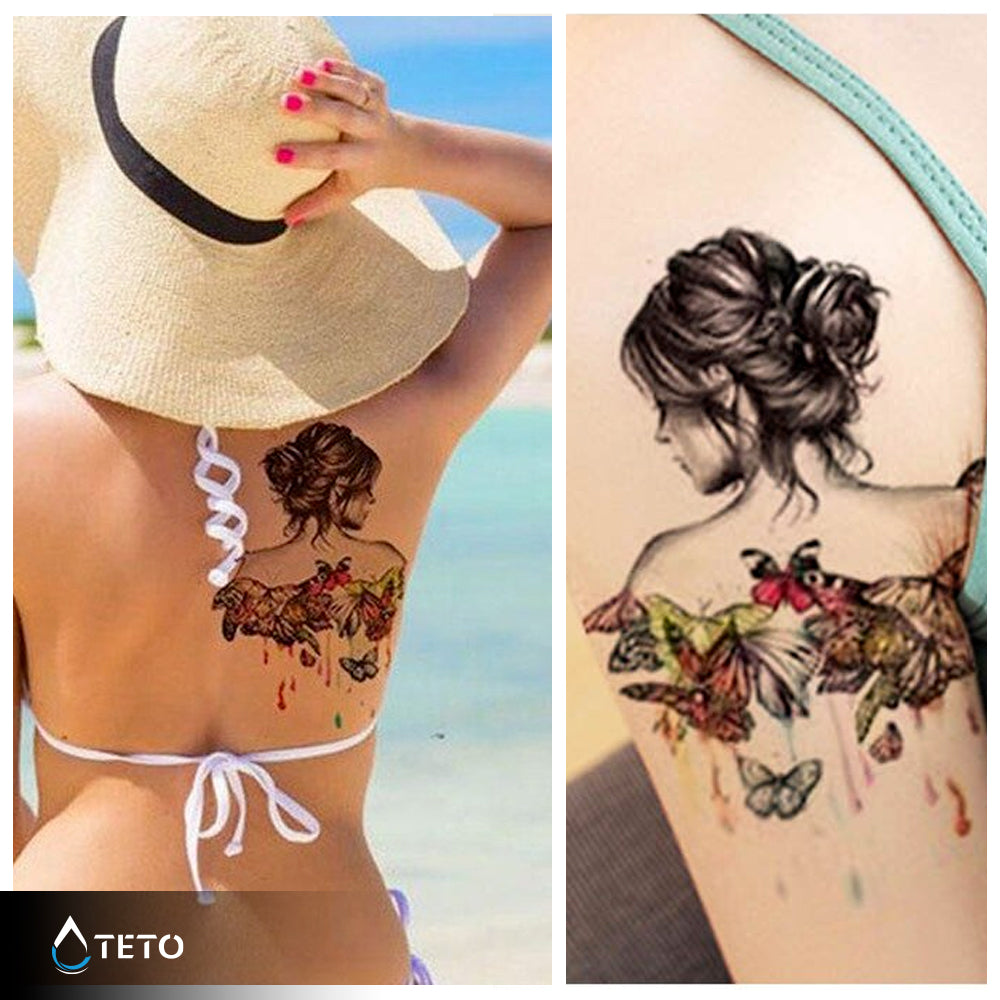 Retrato de una mujer con mariposas