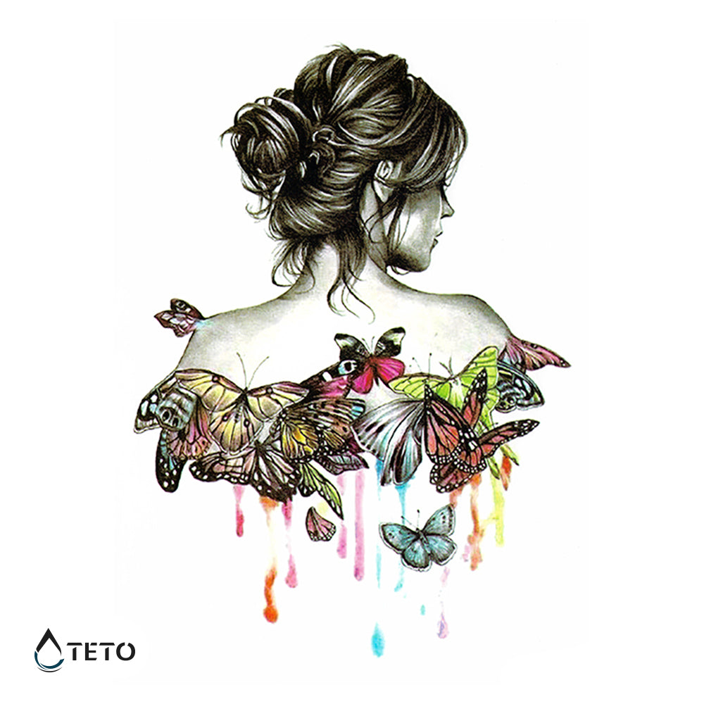 Retrato de una mujer con mariposas