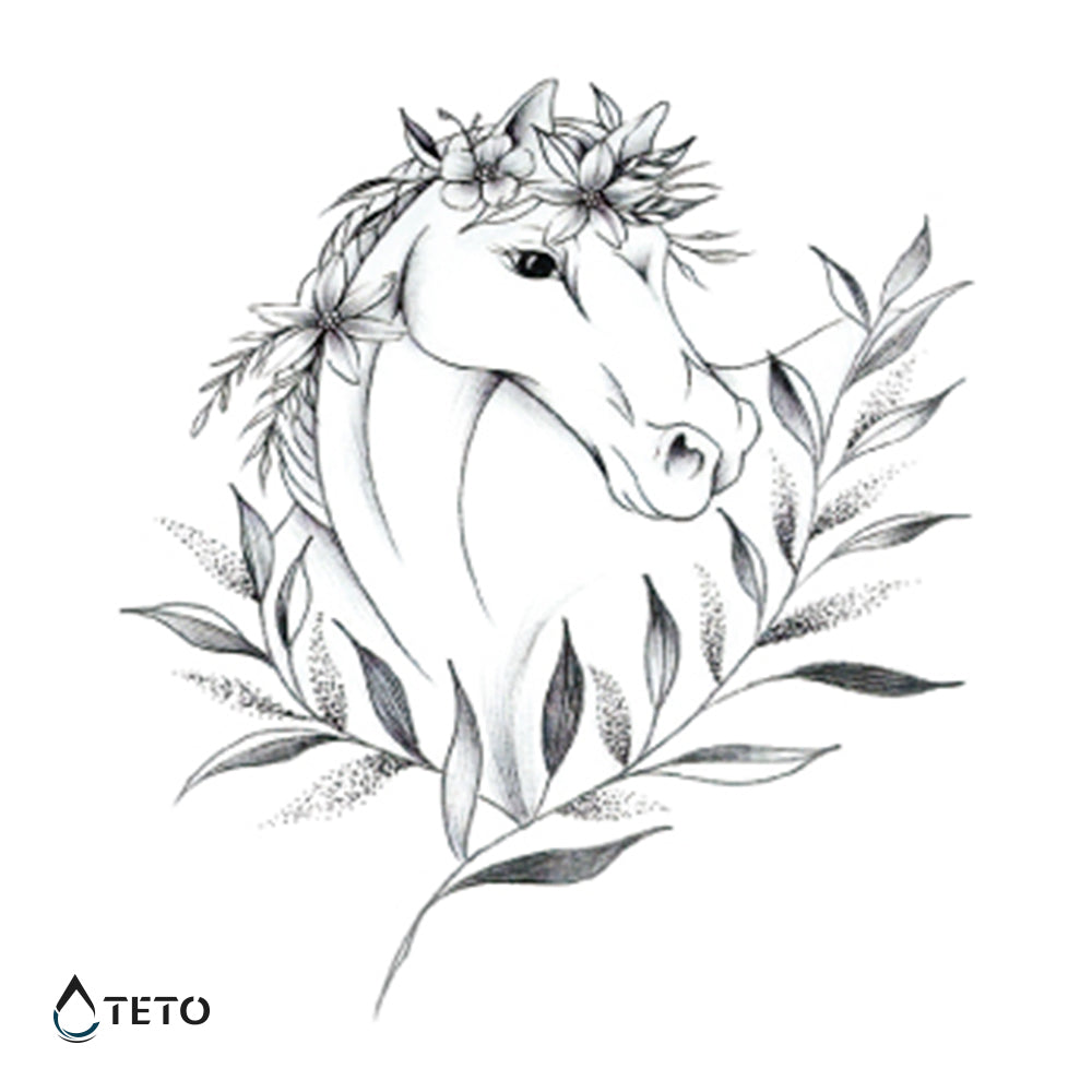 Caballo con flores