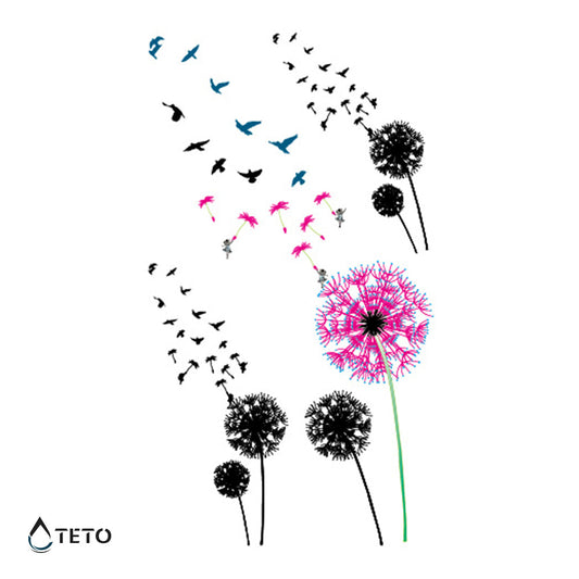 Flores con pájaros - set