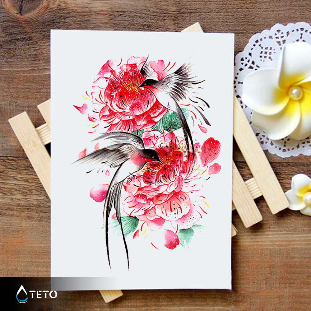 Colibríes con flores
