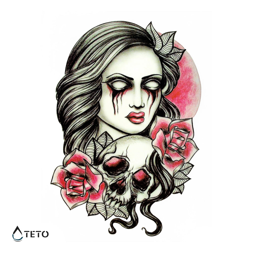 Retrato de una mujer con una calavera