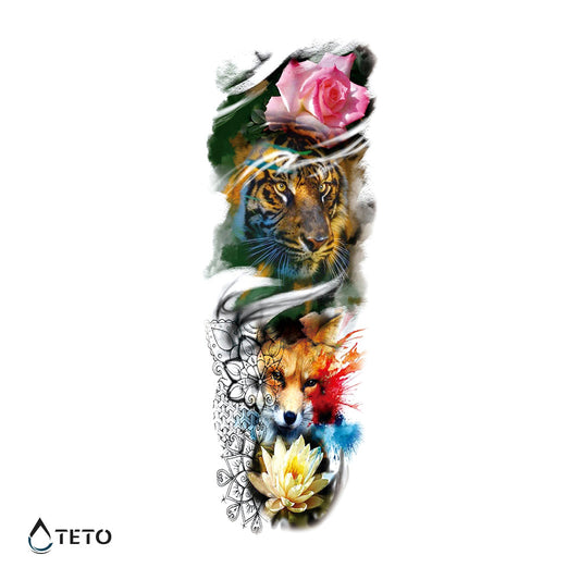 Tigre, zorro y flores