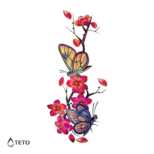 Mariposas en flores de sakura