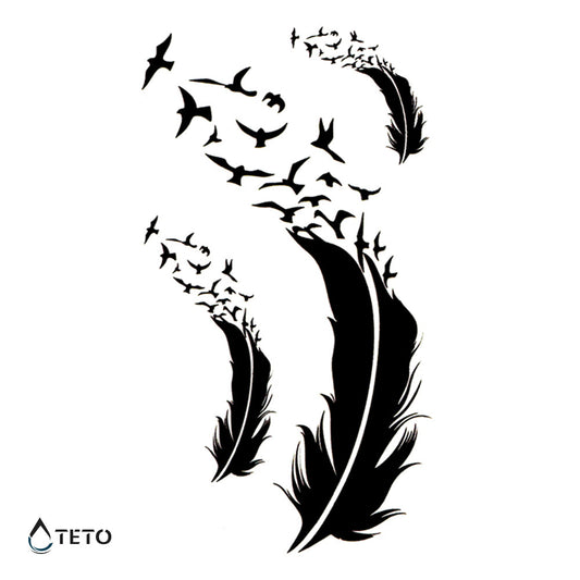 Pluma con pájaros - set
