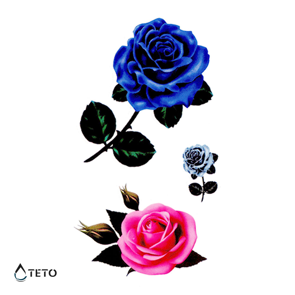 Rosas azules y rosadas – set