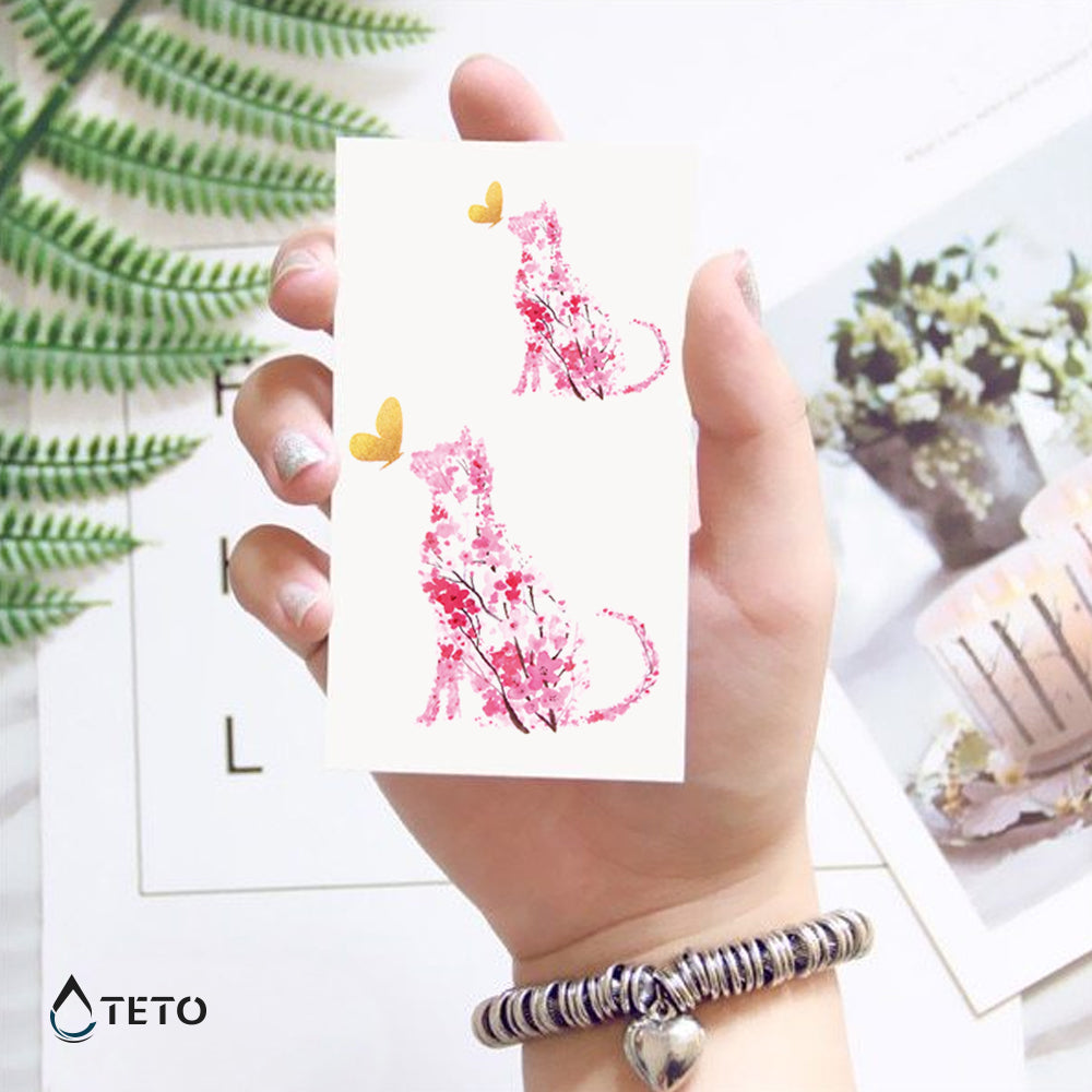 Gato hecho de flores - set
