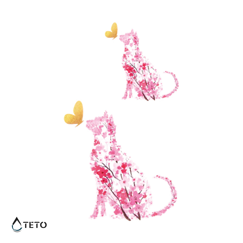 Gato hecho de flores - set