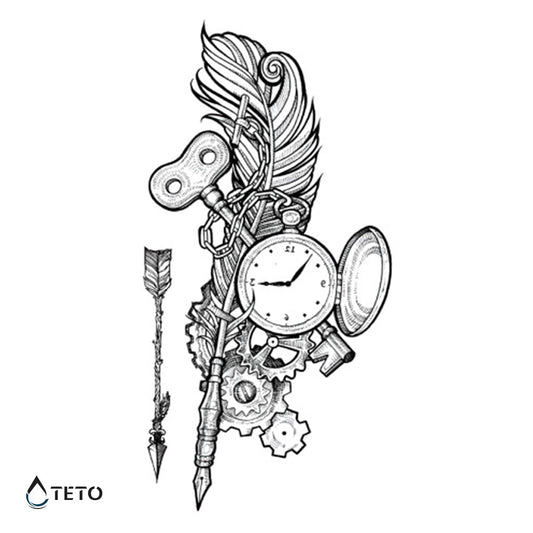 Reloj, pluma y llave