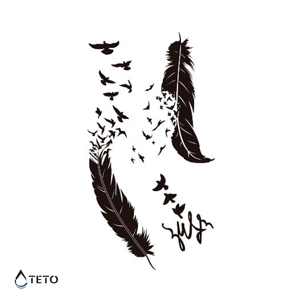 Pluma con pájaros - set