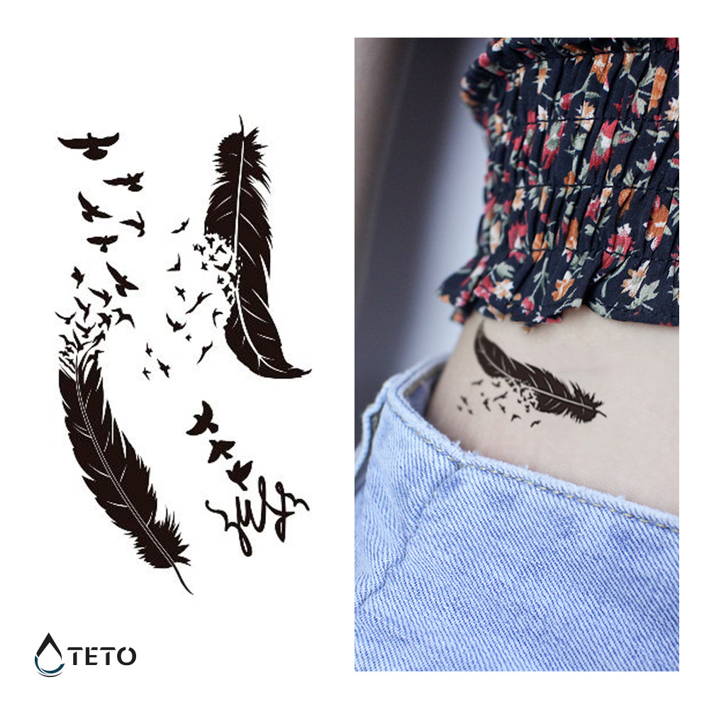 Pluma con pájaros - set