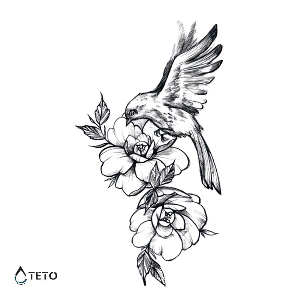 Pájaro sobre flor