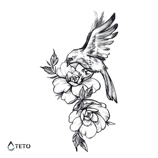 Pájaro sobre flor