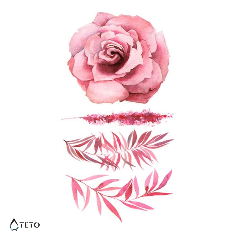 Rosa con helechos - set