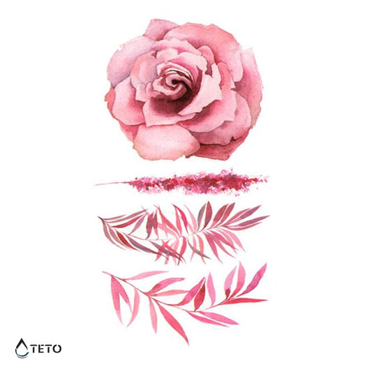 Rosa con helechos - set