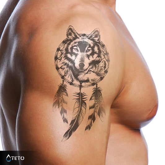 Lobo con atrapasueños – Semipermanente