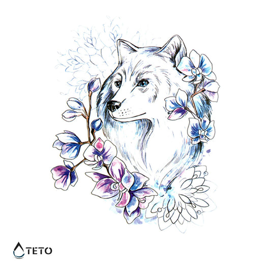 Perro y flores