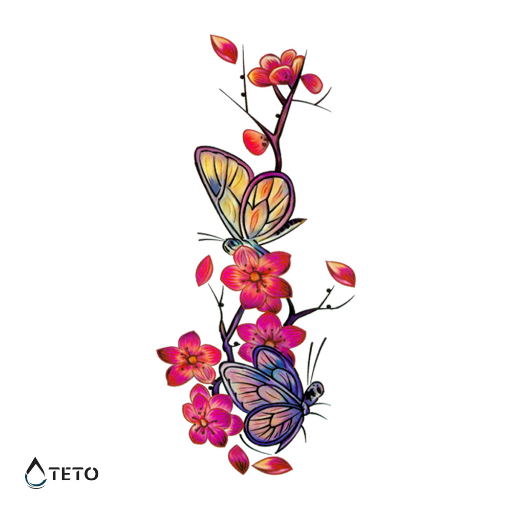 Mariposas en flores de sakura
