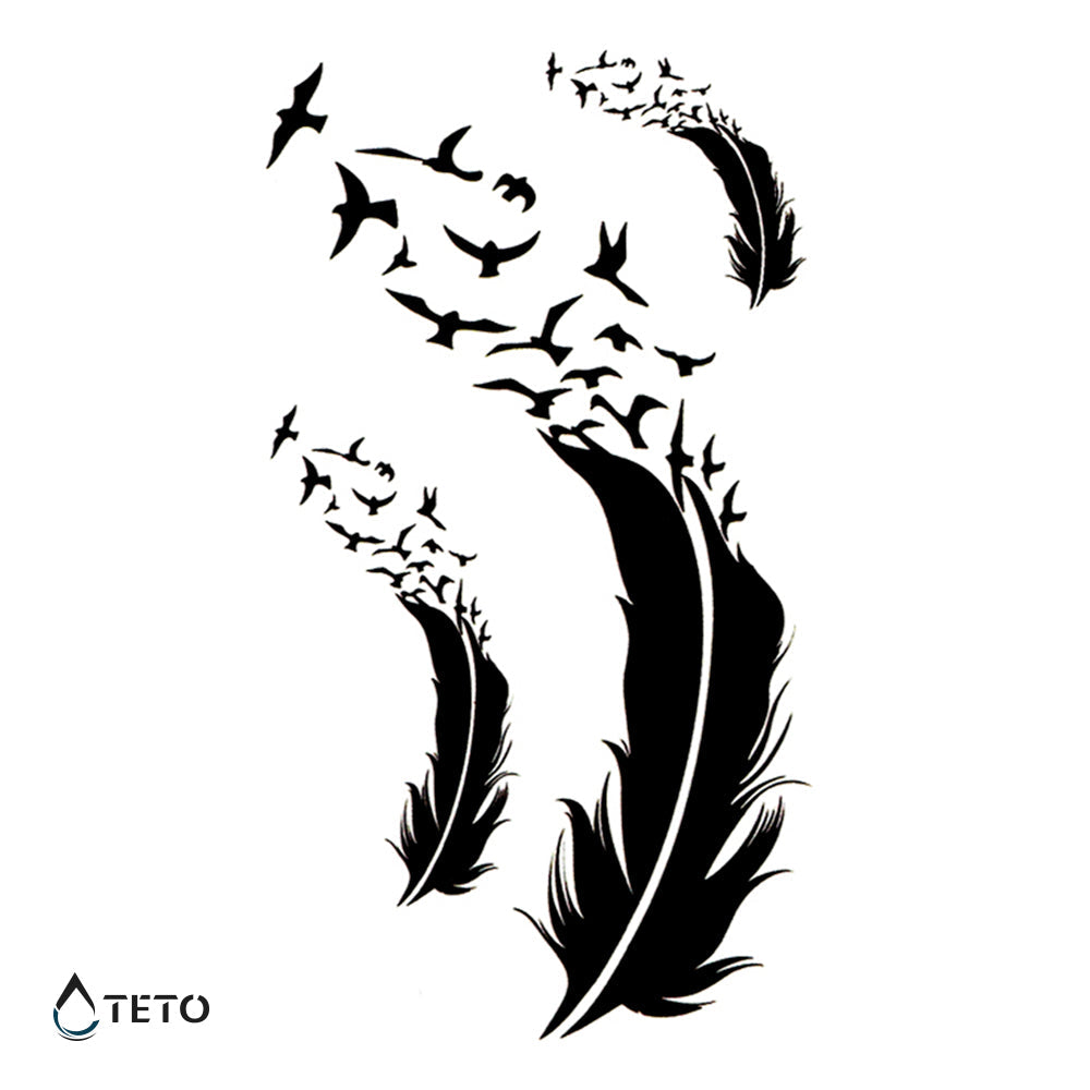 Pluma con pájaros - set