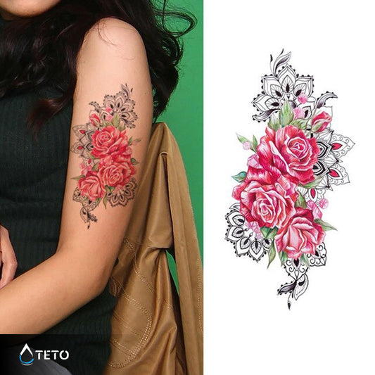Flores rosadas con mandalas